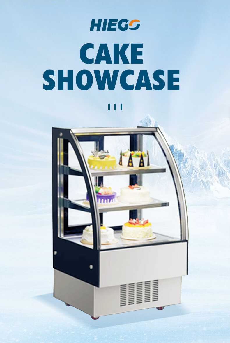 Desktop Counter Bakery Cake Display Showcase Curved Glass Cake Display Case