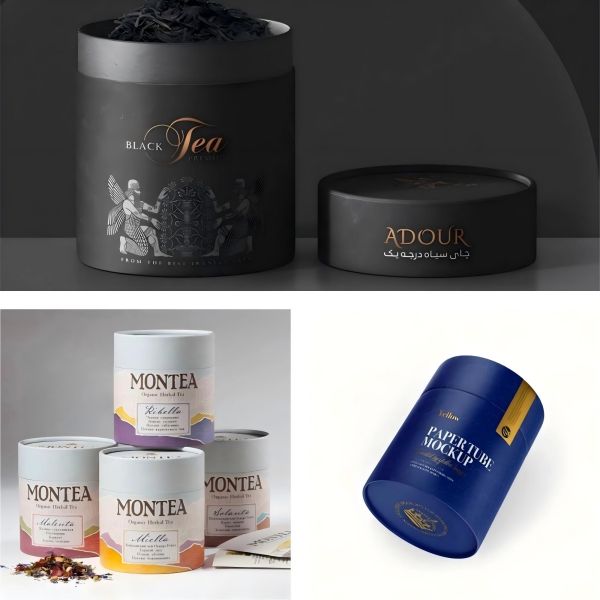 Luxury custom printed eco-friendly food grade easy open paper jars for food and tea packaging paper tubes