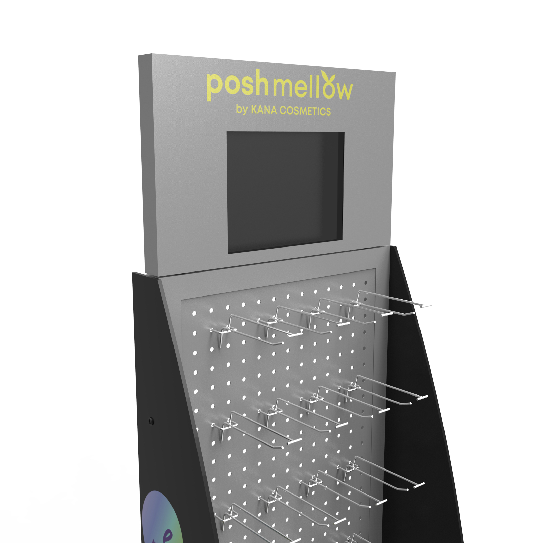 Retail Store PVC Display Stand Glove Display Rack Pegboard Display Stand With LCD Screen