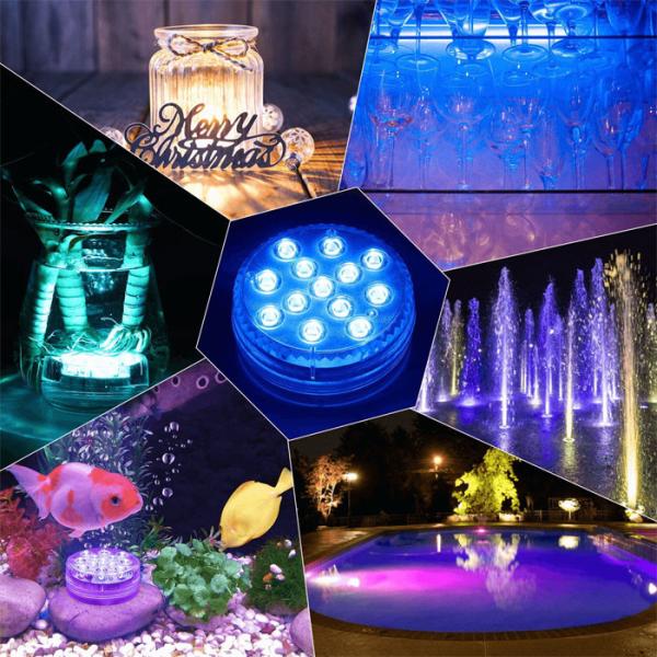 Quality Color Changing Remote Control Submersible LED Lights With Magnet Suction Cups Pond Fountain Pool for sale