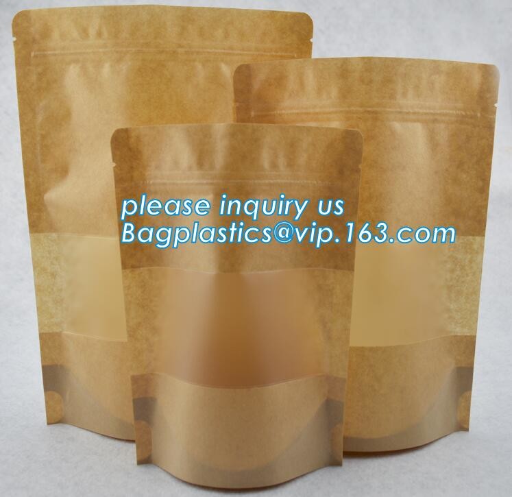 Stand Up kraft paper bag ,Food grade packaging bag,16oz snack kfraft paper coffee bag /kraft paper bag with window/stand