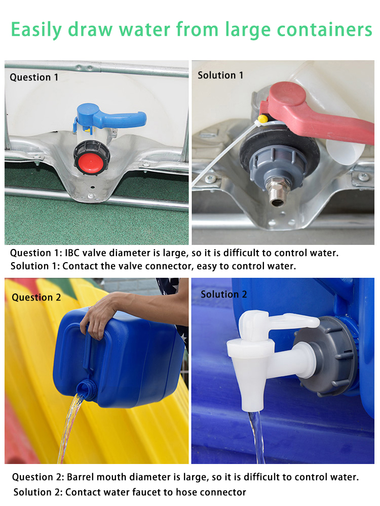 ODM Customized IBC Tank Adapter for Plastic Lid 1 2" 3 4" 1" Faucet Outlet Tap Fitting
