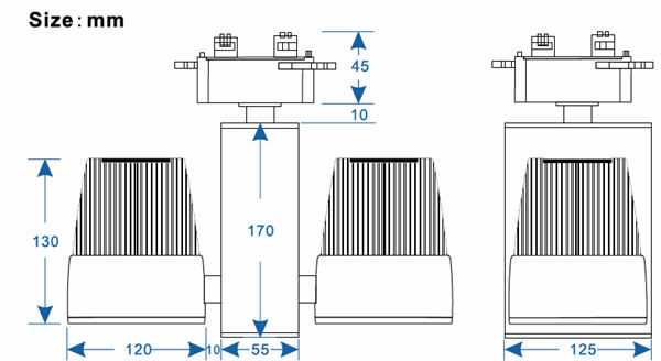 CRI>82 CE&Rohs approved CCT:2700K-6500K 60W led tracklight With 5 years warrabty