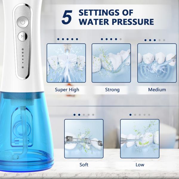 Water Flosser Irrigator With Waterproof Design 30-Day Usage Time Battery Powered