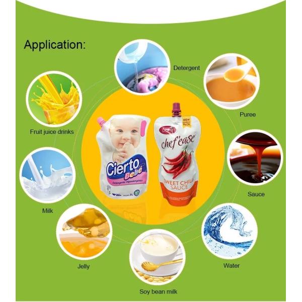Biodegradable Juice Drink Stand Up Liquid Pouch With Spout