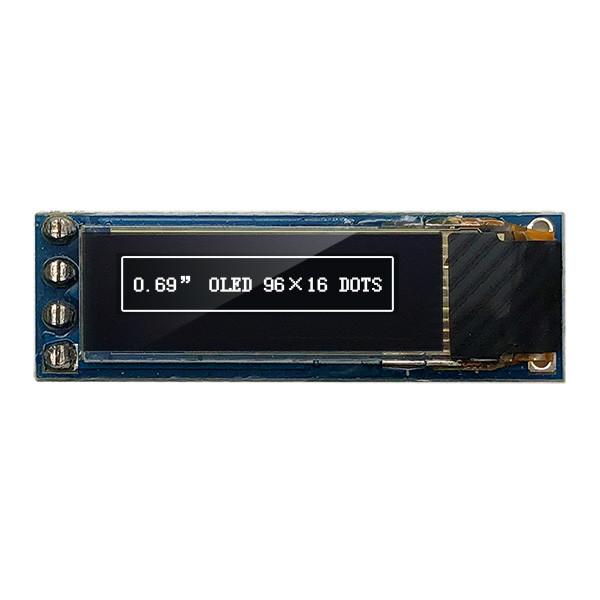 Quality 4 Pins 96x16 OLED Display Module 0.69 Inch  I2C IIC SSD1306 3V 5V Compatible for sale