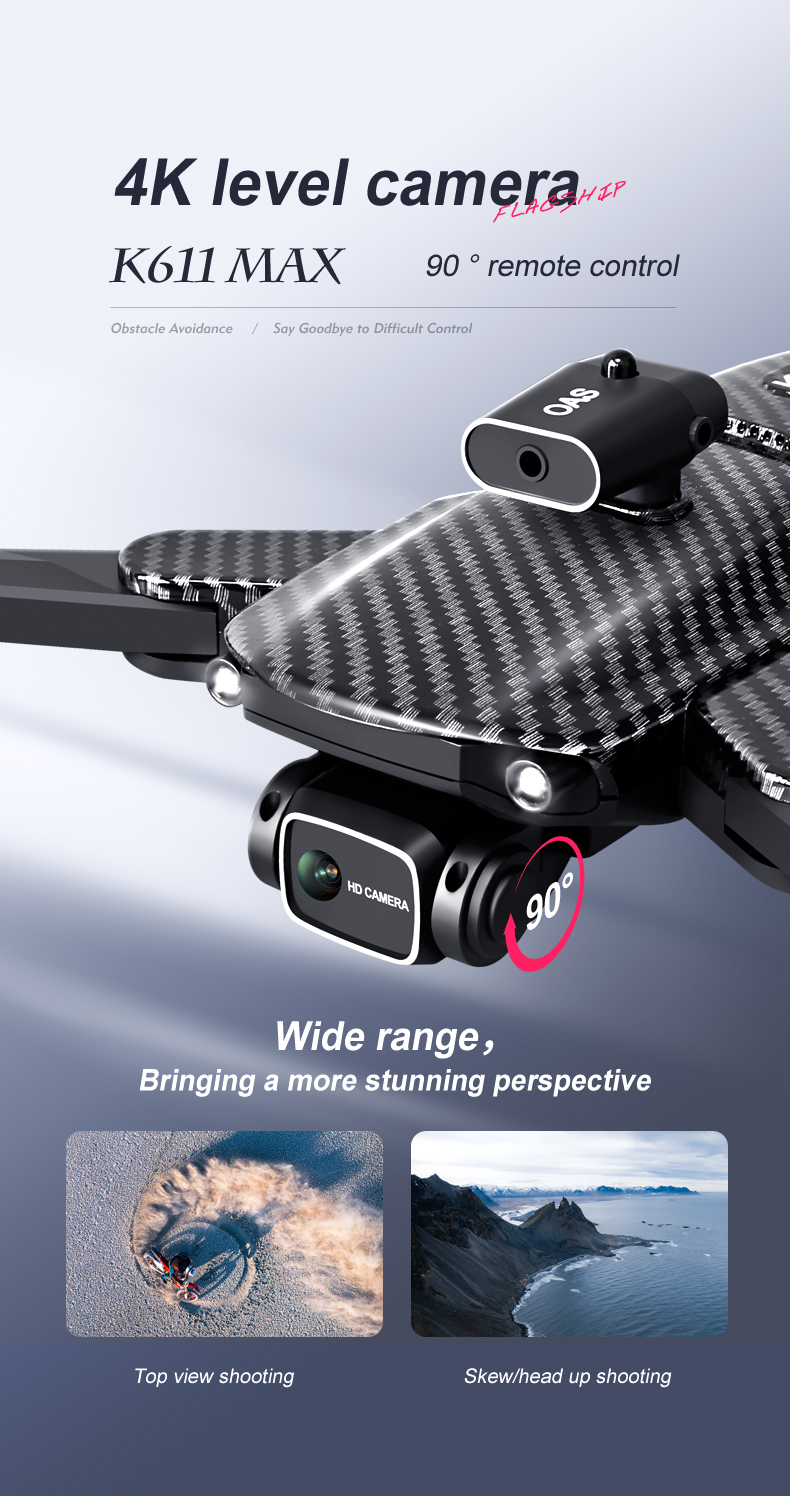 K611 Max 4k Dual Camera Drone Wide Angle Obstacle Avoidance Battery Type lipo battery Optical Flow Hovering Fpv Drone