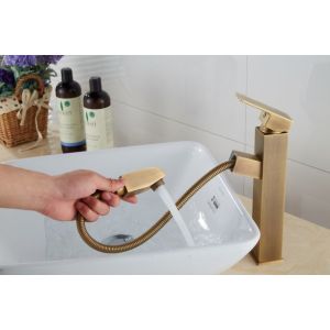 China Hotel Brushed Pull Out ODM Vintage Style Bathroom Faucets wholesale