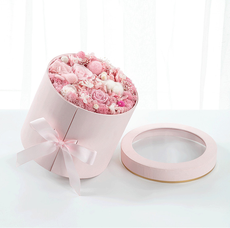 Double Layer Flower Package Custom Round Rotation 2 Two Dual Rotatable Gift Floral Box