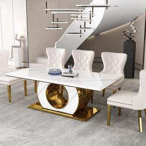 4cm Luxury Marble Square Dining Room Tables Length 1.8m