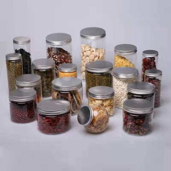 Quality Honey 750ml Clear Round Plastic Jar With Gold Screw Lid for sale