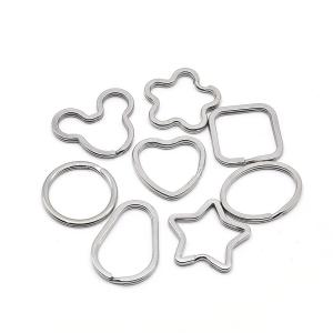 China Heart Shaped Five Star Keychain Flat Key Ring Stainless Steel wholesale