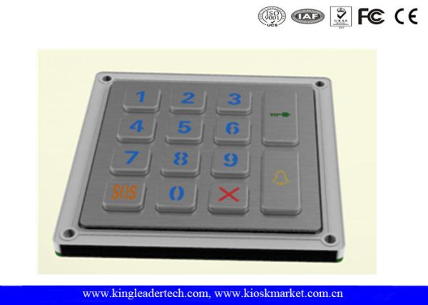Quality Backlit Vandal Proof Metal Keypad With 14 Keys For Door Access System for sale
