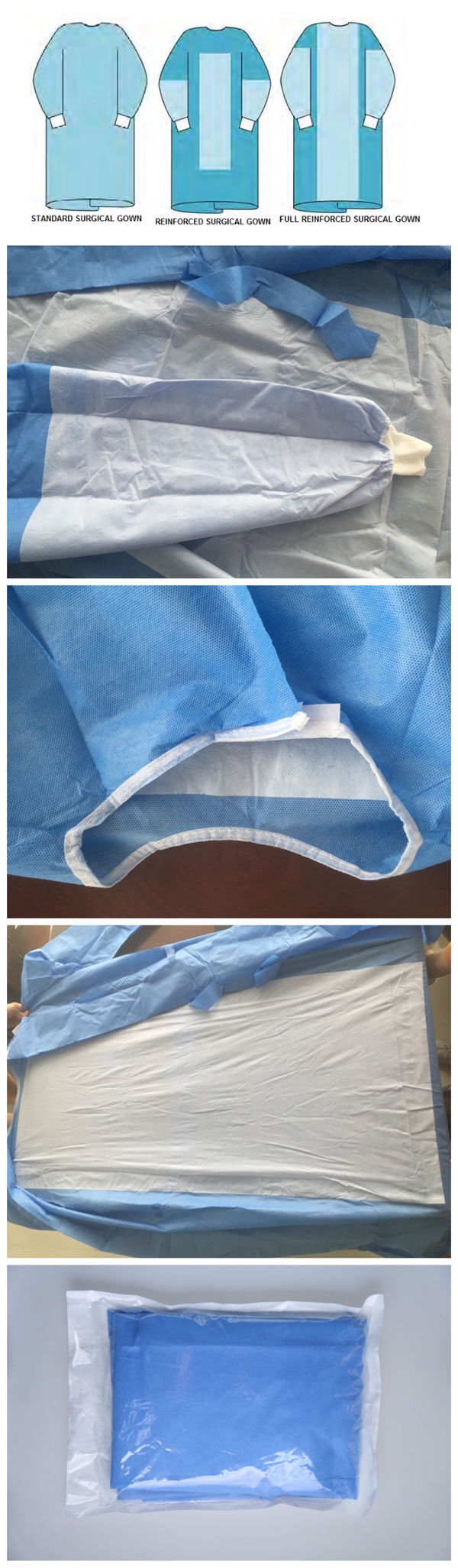 Anti Static Blue Isolation Gowns , Disposable Hospital Gowns Knitted Cuff / Cotton Cuff