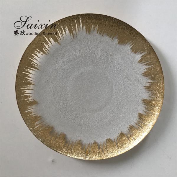 Clear Glass Beaded Charger Plates Wedding Event Gold Silver 32cm/27cm/21cm
