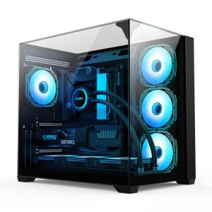 China Three-sided Glass Chassis Supports Full-size ATX Motherboards Computer Case For Users Needing Efficient Cooling Expandability on sale