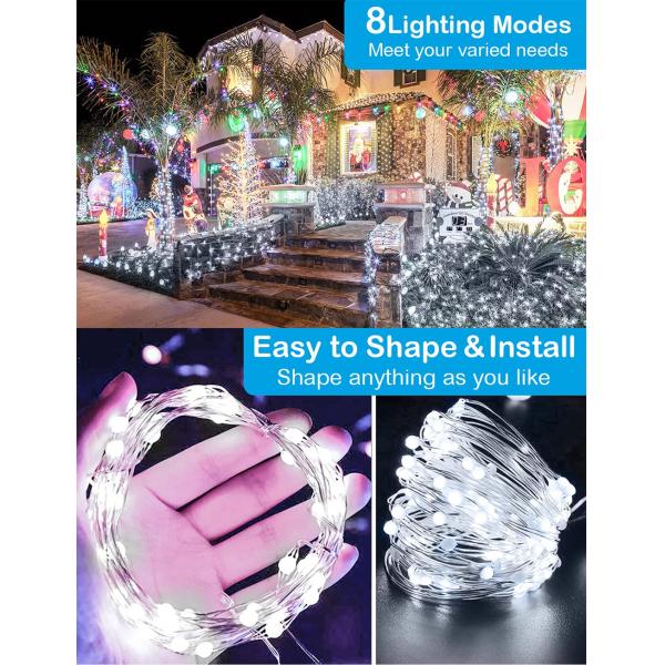 Ultra Bright 20M LED Holiday Lights Solar Powered Leather Wire String