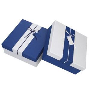 China Rectangle shape logo customized paperboard storage box for different gift with Ribbon wholesale