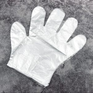 Sanitary Transparent Food Hanling Gloves / Clear Disposable Plastic Cooking