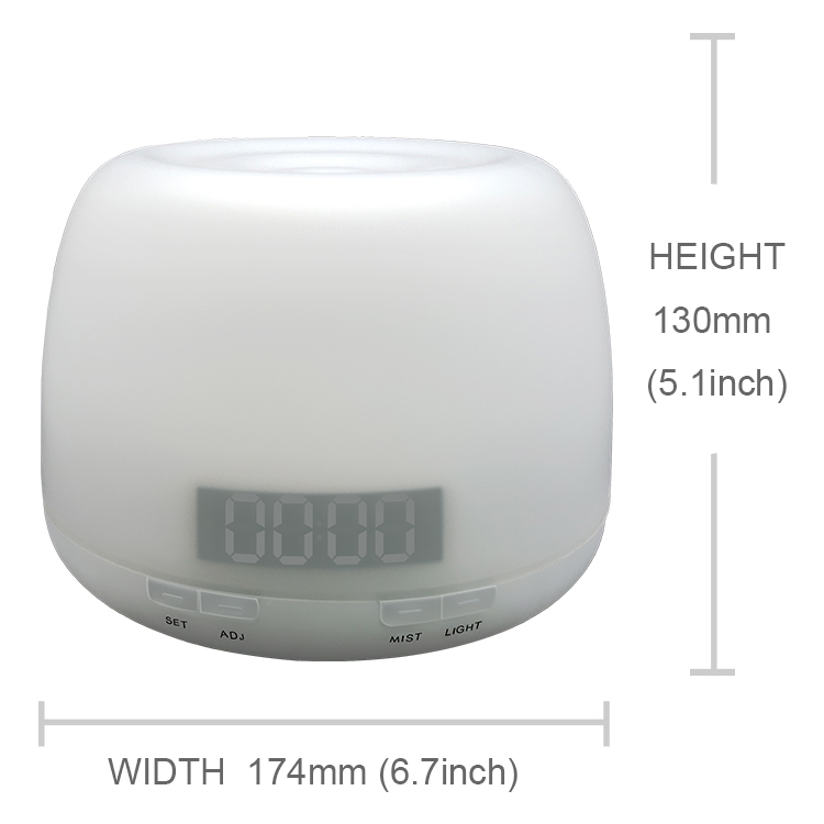 Home Alarm Clock Essential Oil Diffuser With 7 Color LED Light