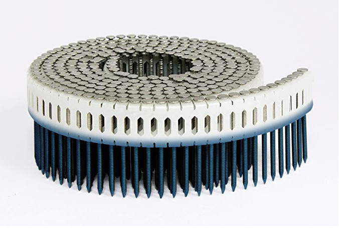 Screw Aluminum Plastic Coil Nails With Yellow Painting Finish 1.875 in. x 0.099 in. 0-Degree