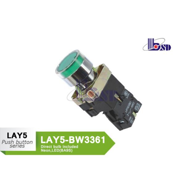 Emergency Signals Green Push Button Switch With LED Direct Bulb ROHS And UL Certified