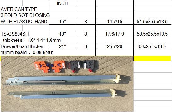 Three -Fold Undermount Soft Close Drawer Slides Noise Silence Mounting Triple Extension