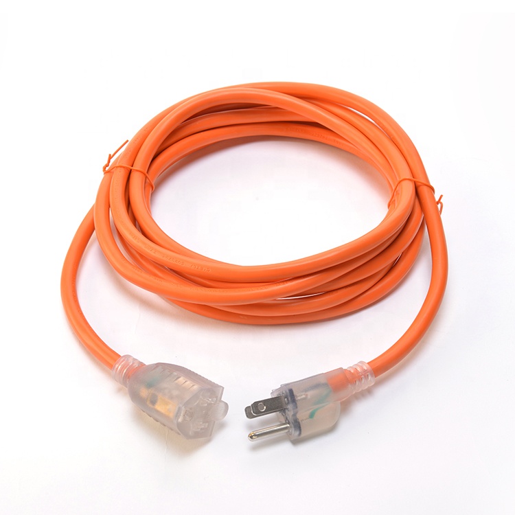 ETL Certified 12 Gauge SJTW 12/3 NEMA5-15 Extension Power Cord 6FT/10FT/100FT Length Options for Commercial Outdoor