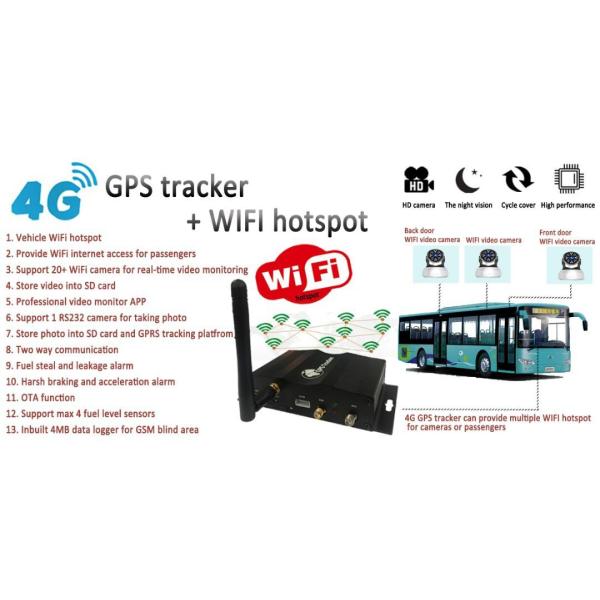 Customizable 4G GPS Tracker built-in Multi WiFi Hotspot Access RS232 Port Fuel Sensor