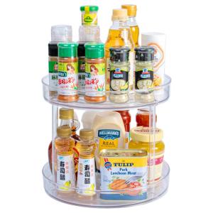 China Save Space Transparent Spice Rack Organizer Countertop Spice Display Rack Plastic Lazy Susan wholesale