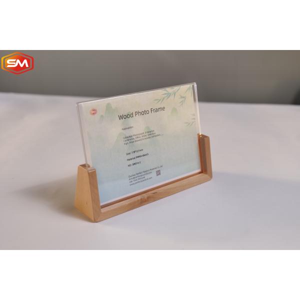 Thick Table Picture Frame 4x6 Photo U Shaped Acrylic Photo Frame with Wood Base