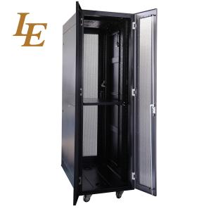 SPCC Black 42U Enclosed Server Rack Cabinet Floor Standing Rack 2 Vertical Cable Tray