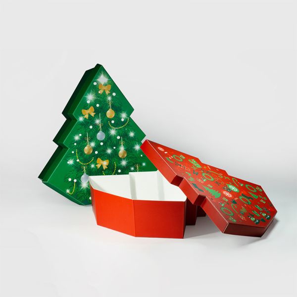 Christmas Tree Shaped Gift Box Elegant Presentation Package Paper Box Printing Designed For Supermarket Shopping Mall Christmas Event