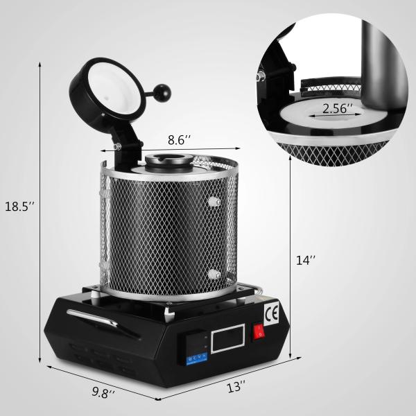 1100C Gold Melting Machine For Bar , Silver Melting Furnace Graphite Crucible