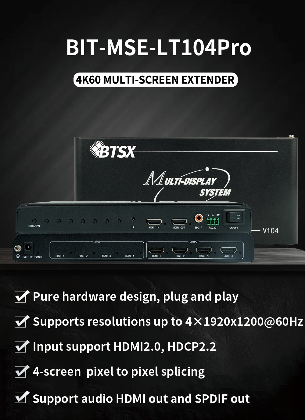 and Versatile BIT-MSE-LT104PRO Multi Display Controller for Multi-Screen and Large Screen Wall Display