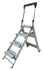 Quality Professional Aluminium Folding Step Stool With Handle And Tool Tray 4 Steps for sale