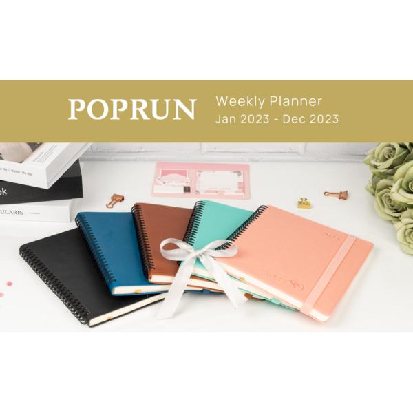 Large Size ECO Friendly Academic Vertical Layout Planner , Poprun 2023 Custom Planner