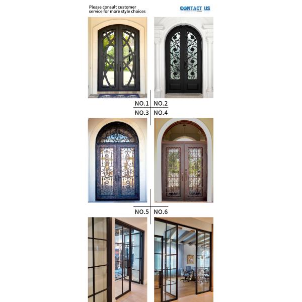French Luxury Wholesale Security Entrance Exterior Front Garage Wrought Iron Door with Double Door Design