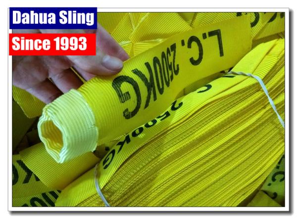 Quality 25mm Yellow Polyester Tubular Nylon Webbing Roll With 3 Tracer Thread for sale