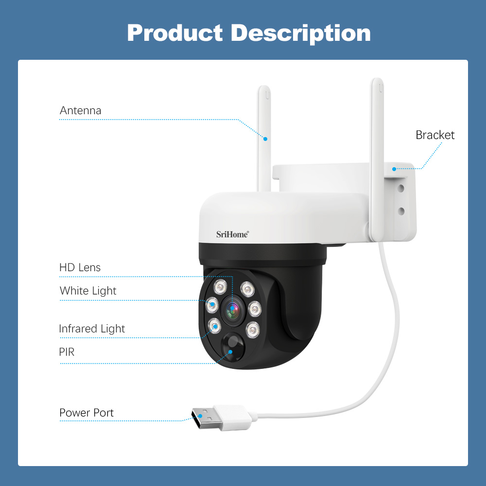 Outdoor Solar Battery Wireless PTZ Camera Support Full-Color Night Vision 2-Way Audio Wireless CCTV Camera