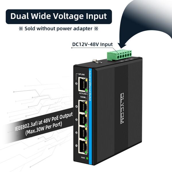 Quality 5 Por Solar PoE Switch MPPT Battery Powered Gigabit E-Mark Network 120W DC12V/DC24V/DC48V Input for sale
