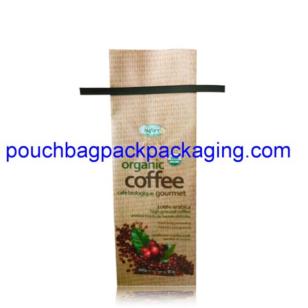 Kraft aluminium foil bag pack for coffee packaging with tin line