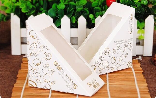kraft paper sandwich box with window ,triangle sandwich box for packaging,Cardboard Box With Clear Window Burger Sandwic