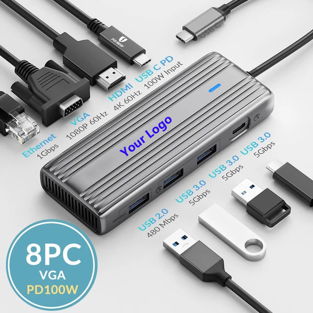 USB C Hub with 4K HDMI and High-Speed USB 3.0 Compatible for Windows Mac
