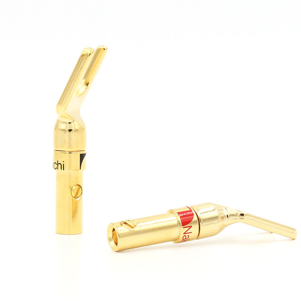 Multiscene Nakamichi Gold Plated Banana Plugs Y Spade Silver Color