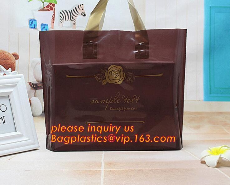 Promotional customized high quality soft loop plastic cloth bag,manufacturer custom soft loop handle polyethylene PE pla