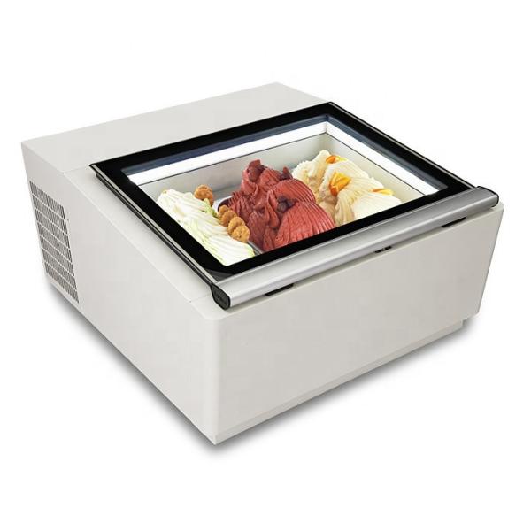 Quality Small Desktop Ice Cream Showcase Square Glass Display Freezer for Hotel for sale
