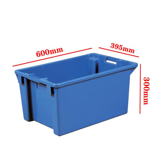 Quality 600x400x300mm Plastic Storage Crates Rectangular Solid Nestable Crate Moving Turnover Totes for sale