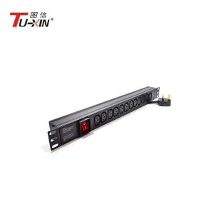 China 19 Horizontal PDU Power Distribution Unit For Server Rack 12 Way C13 IEC UK Plug wholesale