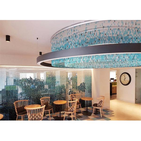 Aluminum Alloy Chain Link Decoration Wire Mesh Screen Curtain Blue Color